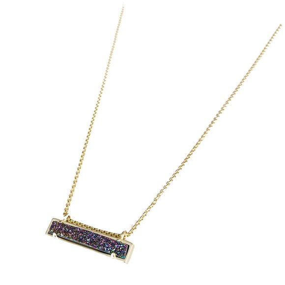 NEW! Kendra Scott GOLD Leanor Bar Multicolor Quartz Necklace Dust Bag - Picture 6 of 9